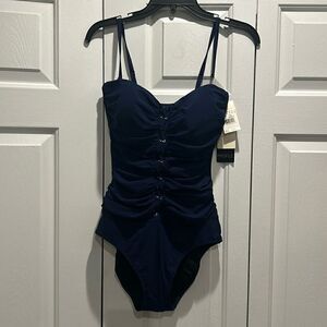 NWT Gottex Navy One-Piece Bathing Suit, Size 12